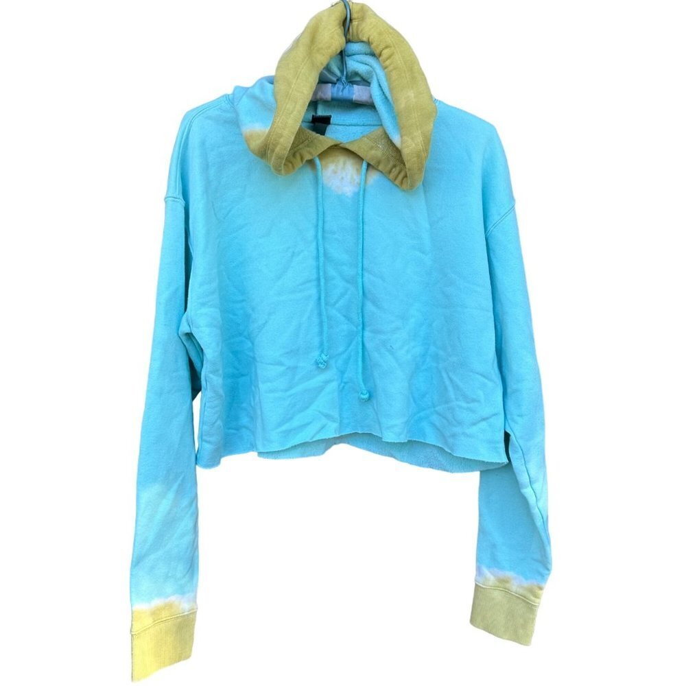Wild Fable Tie Dye Teal Crop Hoodie Size M
